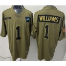 Men's Detroit Lions #1 Jameson Williams Limited Green 2025 Salute To Service Jersey