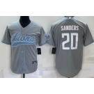 Men's Detroit Lions #20 Barry Sanders Gray Baseball Jersey