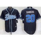 Men's Detroit Lions #20 Barry Sanders Limited Black Baseball Jersey