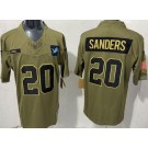 Men's Detroit Lions #20 Barry Sanders Limited Green 2025 Salute To Service Jersey
