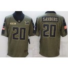 Men's Detroit Lions #20 Barry Sanders Limited Olive 2021 Salute To Service Jersey