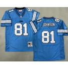 Men's Detroit Lions #81 Calvin Johnson Blue 2007 Throwback Jersey