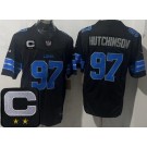 Men's Detroit Lions #97 Aidan Hutchinson Limited Black C Patch FUSE Vapor Jersey
