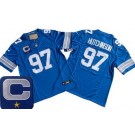 Men's Detroit Lions #97 Aidan Hutchinson Limited Blue C Patch FUSE Vapor Jersey