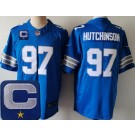 Men's Detroit Lions #97 Aidan Hutchinson Limited Blue C Patch Vapor Jersey