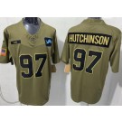 Men's Detroit Lions #97 Aidan Hutchinson Limited Green 2025 Salute To Service Jersey