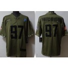 Men's Detroit Lions #97 Aidan Hutchinson Limited Olive 2022 Salute To Service Jersey
