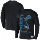 Men's Detroit Lions Black NFL x Staple World Renowned Long Sleeve T Shirt