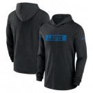 Men's Detroit Lions Black Sideline Hoodie Performance Long Sleeve T Shirt