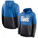 Men's Detroit Lions Blue Charcoal Sideline Impact Lockup Performance Pullover Hoodie