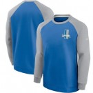 Men's Detroit Lions Blue Historic Raglan Crew Performance Sweater
