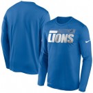 Men's Detroit Lions Blue Sideline Impact Legend Performance Long Sleeves T Shirt 628