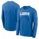 Men's Detroit Lions Blue Sideline Infograph Lock Up Performance Long Sleeve T Shirt