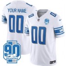 Men's Detroit Lions Customized Limited White 90th Season FUSE Vapor Jersey