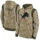 Men's Detroit Lions Olive 2021 Salute To Service Therma Performance Pullover Hoodie