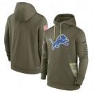 Men's Detroit Lions Olive 2022 Salute to Service Therma Performance Pullover Hoodie