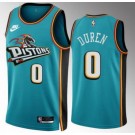 Men's Detroit Pistons #0 Jalen Duren Teal Classic Icon Hot Press Jersey