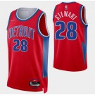 Men's Detroit Pistons #28 Isaiah Stewart Red Diamond 75th Icon Hot Press Jersey