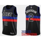 Men's Detroit Pistons #2 Cade Cunningham Black 2022 Statement Icon Hot Press Jersey