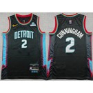 Men's Detroit Pistons #2 Cade Cunningham Black 2025 City Sponsor Swingman Jersey