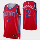 Men's Detroit Pistons #2 Cade Cunningham Red Diamond 75th Icon Hot Press Jersey