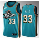 Men's Detroit Pistons #33 Grant Hill Teal Classic Icon Hot Press Jersey