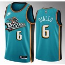 Men's Detroit Pistons #6 Hamidou Diallo Teal Classic Icon Hot Press Jersey