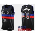 Men's Detroit Pistons Custom Black 2022 Statement Icon Hot Press Jersey