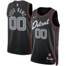 Men's Detroit Pistons Custom Black 2023 City Icon Heat Press Jersey