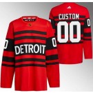 Men's Detroit Red Wings Customized Red Black 2022 Reverse Retro Authentic Jersey