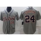 Men's Detroit Tigers #24 Miguel Cabrera Gray Player Number Cool Base Jersey
