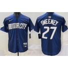Men's Detroit Tigers #27 Trey Sweeney Navy 2024 City Connect Limited Jersey