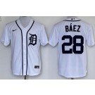 Men's Detroit Tigers #28 Javier Baez White Cool Base Jersey