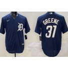 Men's Detroit Tigers #31 Riley Greene Navy Cool Base Jersey