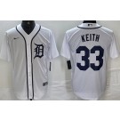 Men's Detroit Tigers #33 Colton Keith White Cool Base Jersey