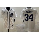 Men's Detroit Tigers #34 Jake Rogers White Cool Base Jersey