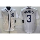 Men's Detroit Tigers #3 Alan Trammell White Cool Base Jersey