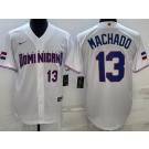 Men's Dominican #13 Manny Machado White Player Number 2023 World Baseball Classic Cool Base Jersey