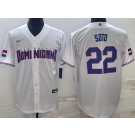 Men's Dominican #22 Juan Soto White 2023 World Baseball Classic Cool Base Jersey