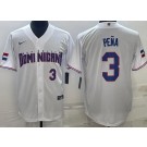 Men's Dominican #3 Jeremy Pena White Player Number 2023 World Baseball Classic Cool Base Jersey