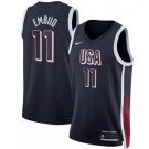 Men's Dream 16 USA #11 Joel Embiid Navy 2024 Heat Press Basketball Jersey