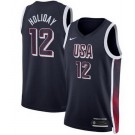 Men's Dream 16 USA #12 Jrue Holiday Navy 2024 Heat Press Basketball Jersey