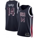 Men's Dream 16 USA #14 Anthony Davis Navy 2024 Heat Press Basketball Jersey