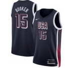 Men's Dream 16 USA #15 Devin Booker Navy 2024 Heat Press Basketball Jersey