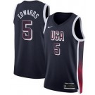 Men's Dream 16 USA #5 Anthony Edwards Navy 2024 Heat Press Basketball Jersey