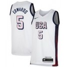 Men's Dream 16 USA #5 Anthony Edwards White 2024 Heat Press Basketball Jersey
