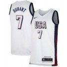 Men's Dream 16 USA #7 Kevin Durant White 2024 Heat Press Basketball Jersey