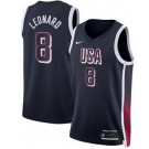 Men's Dream 16 USA #8 Kawhi Leonard Navy 2024 Heat Press Basketball Jersey