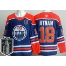 Men's Edmonton Oilers #18 Zach Hyman Blue 2025 Stanley Cup Final Authentic Jersey