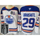 Men's Edmonton Oilers #29 Leon Draisaitl White 2025 Stanley Cup Final Authentic Jersey